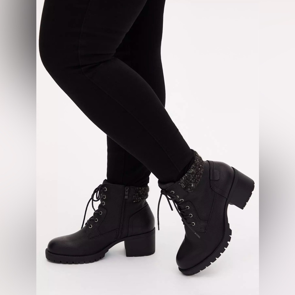 Torrid Sweater Trimmed Hiker Bootie Sz 8 W